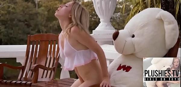  Teen girl Tracy fucked by ritch teddy bear at the  villa in a jungle of Bermuda